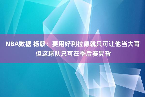 NBA数据 杨毅：要用好利拉德就只可让他当大哥 但这球队只可在季后赛旯旮