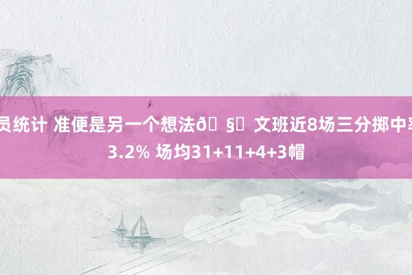 球员统计 准便是另一个想法🧐文班近8场三分掷中率43.2% 场均31+11+4+3帽