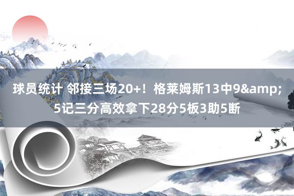 球员统计 邻接三场20+！格莱姆斯13中9&5记三分高效拿下28分5板3助5断