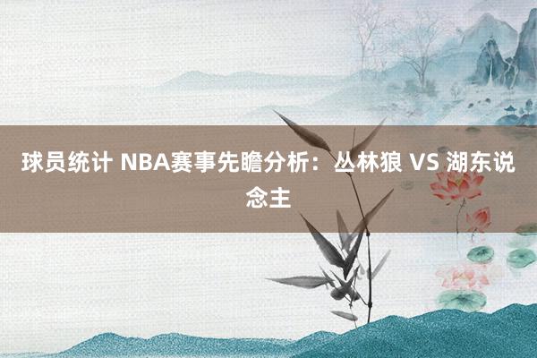 球员统计 NBA赛事先瞻分析：丛林狼 VS 湖东说念主