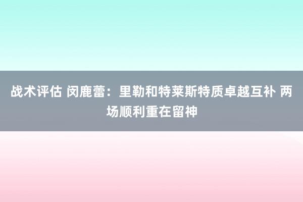 战术评估 闵鹿蕾：里勒和特莱斯特质卓越互补 两场顺利重在留神