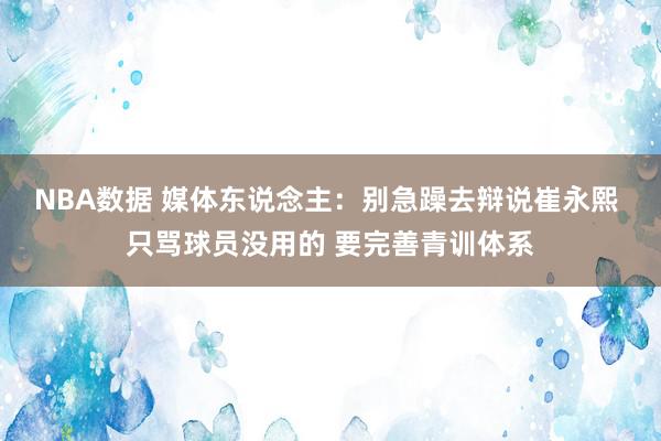 NBA数据 媒体东说念主：别急躁去辩说崔永熙 只骂球员没用的 要完善青训体系