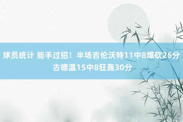 球员统计 能手过招！半场吉伦沃特11中8爆砍26分 古德温15中8狂轰30分