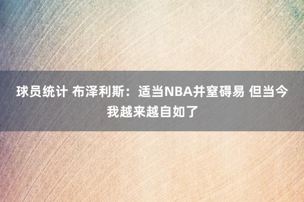 球员统计 布泽利斯：适当NBA并窒碍易 但当今我越来越自如了