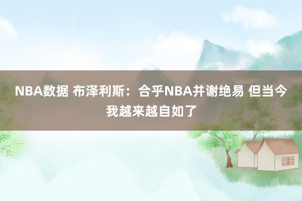 NBA数据 布泽利斯：合乎NBA并谢绝易 但当今我越来越自如了