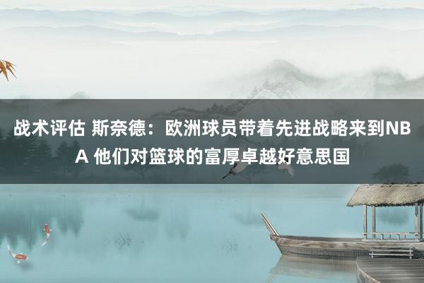 战术评估 斯奈德：欧洲球员带着先进战略来到NBA 他们对篮球的富厚卓越好意思国