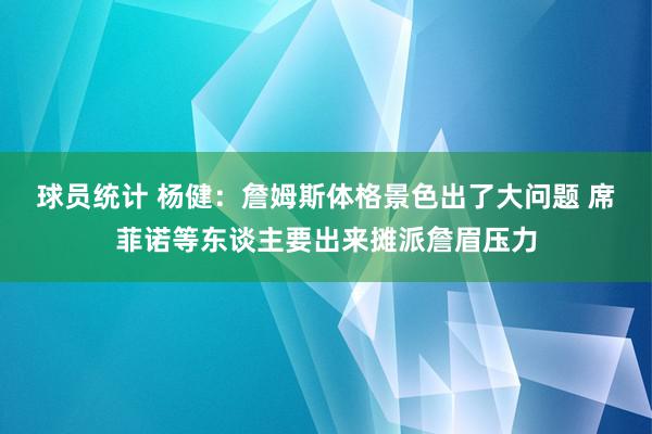 球员统计 杨健：詹姆斯体格景色出了大问题 席菲诺等东谈主要出来摊派詹眉压力