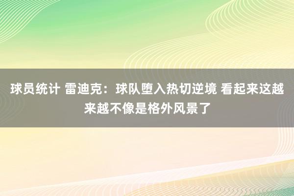 球员统计 雷迪克：球队堕入热切逆境 看起来这越来越不像是格外风景了