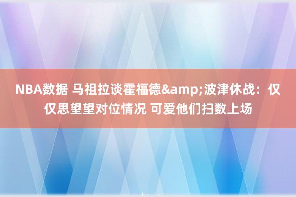 NBA数据 马祖拉谈霍福德&波津休战：仅仅思望望对位情况 可爱他们扫数上场