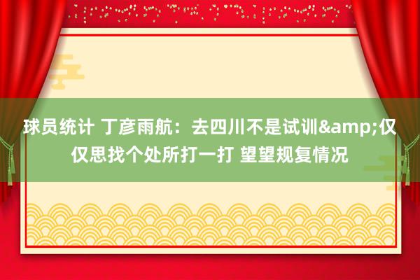 球员统计 丁彦雨航：去四川不是试训&仅仅思找个处所打一打 望望规复情况