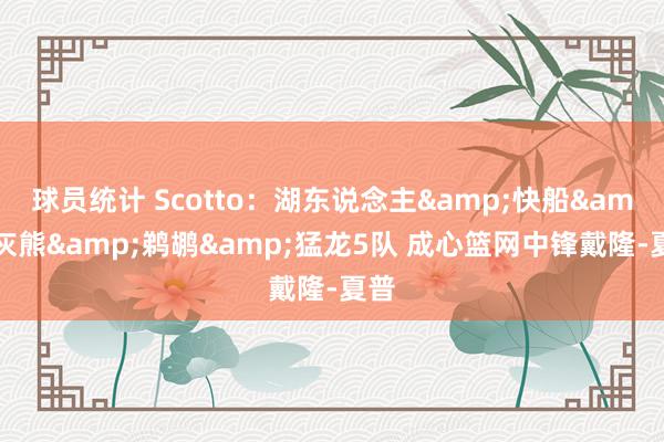 球员统计 Scotto：湖东说念主&快船&灰熊&鹈鹕&猛龙5队 成心篮网中锋戴隆-夏普