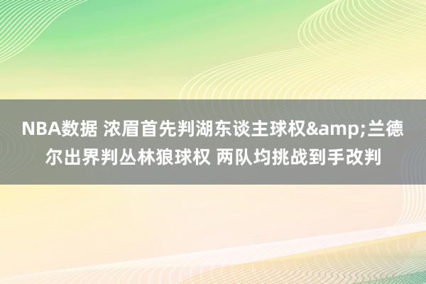 NBA数据 浓眉首先判湖东谈主球权&兰德尔出界判丛林狼球权 两队均挑战到手改判