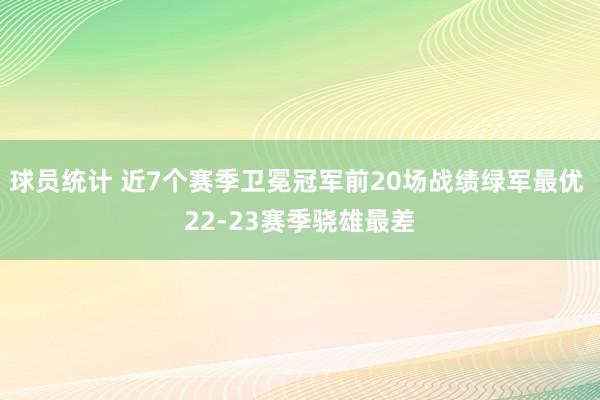 球员统计 近7个赛季卫冕冠军前20场战绩绿军最优 22-23赛季骁雄最差