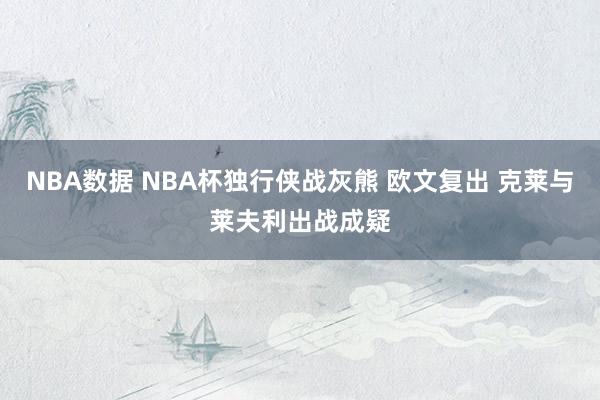 NBA数据 NBA杯独行侠战灰熊 欧文复出 克莱与莱夫利出战成疑