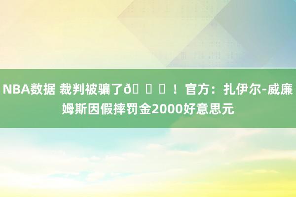 NBA数据 裁判被骗了😅！官方：扎伊尔-威廉姆斯因假摔罚金2000好意思元