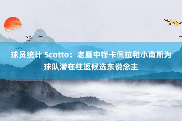 球员统计 Scotto：老鹰中锋卡佩拉和小南斯为球队潜在往返候选东说念主